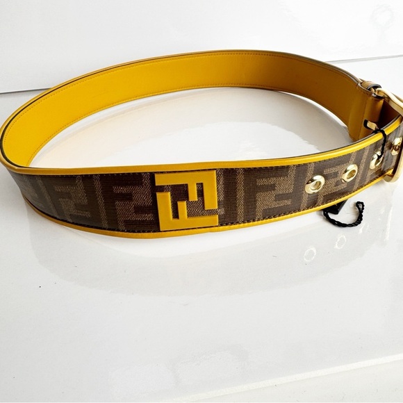 Fendi Yellow and Brown Forever Fendi Belt size 85/34 - Picture 3 of 7
